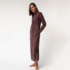 Linen Voile Button-Down Long Shirt Dress Restorative Brown - Myza