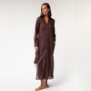 Linen Voile Button-Down Long Shirt Dress Restorative Brown - Myza