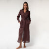 Linen Voile Button-Down Long Shirt Dress Restorative Brown - Myza