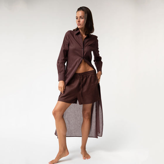 Brown Heavy Linen Shorts Perfect Days - Myza