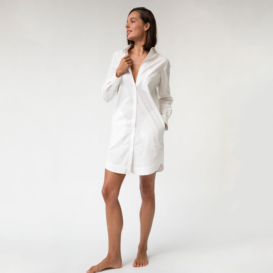 White InStyle Cotton Poplin Shirt Dress - Myza