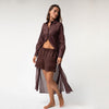 Linen Voile Button-Down Long Shirt Dress Restorative Brown - Myza