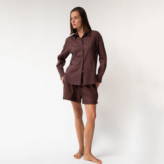 Linen Voile Shirt Restorative Brown - Myza