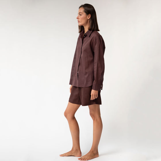 Brown Heavy Linen Shorts Perfect Days - Myza