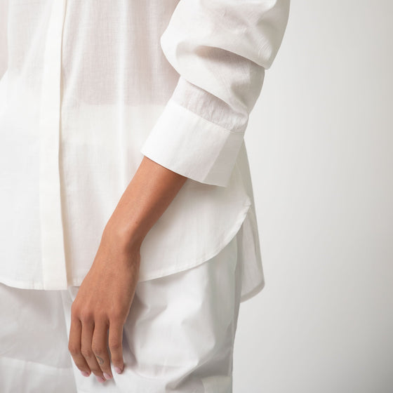 White Linen Voile Shirt - Myza