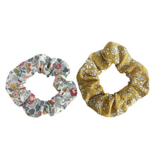  Pack of 2 Hair Scrunchies Made With Liberty Fabric BETSY GREY & CAPEL MUSTARD