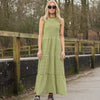Paula Gingham Cotton Knitted Maxi Dress - Green
