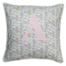  Personalised Cushion Made With Liberty Fabric MICHELLE SEA GREEN