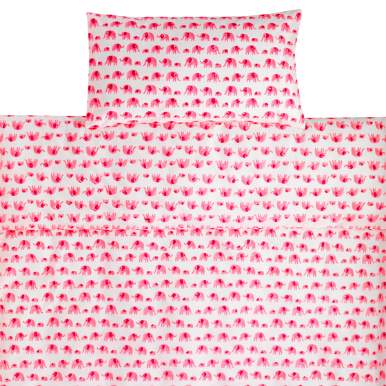 Pink Elephant Toddler Cot Bed Duvet Set