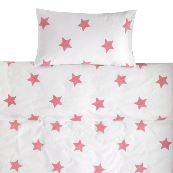 Pastel Pink Star Toddler Cot Bed Duvet Set