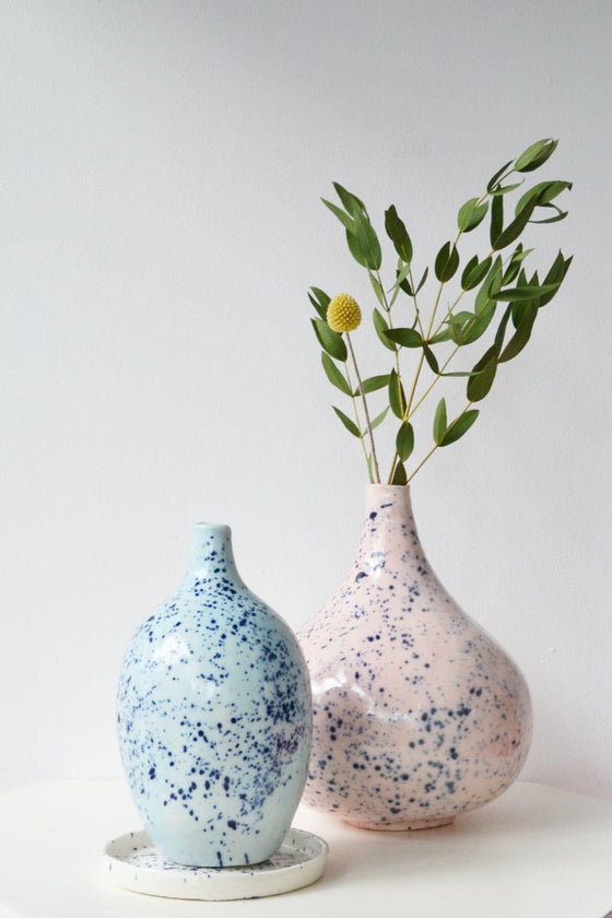 Porcelain Splatter Vase Rose & Ink