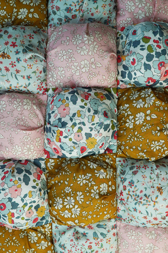 Puff Patchwork Cushion Made With Liberty Fabric BETSY GREY