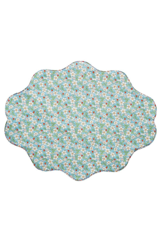 Reversible Wavy Placemat Made With Liberty Fabric PAYSANNE BLOSSOM & ELEMENTS BLUE