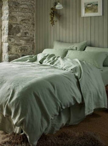  Sage Green Linen Pillowcases (Pair)