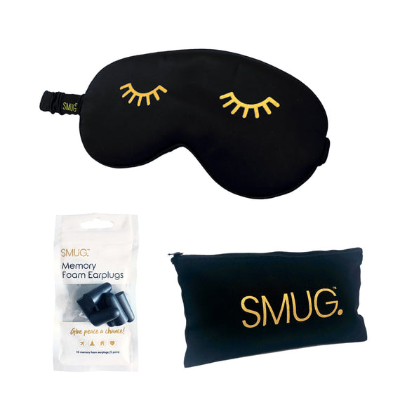 Wink Print Black Satin Sleep Mask