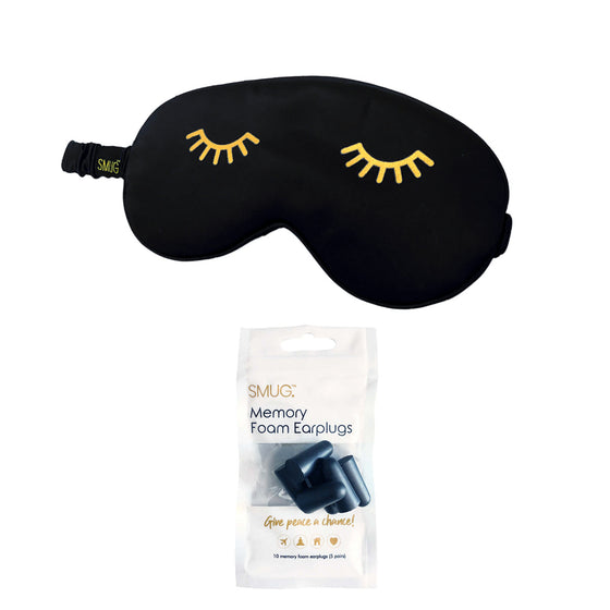 Wink Print Black Satin Sleep Mask