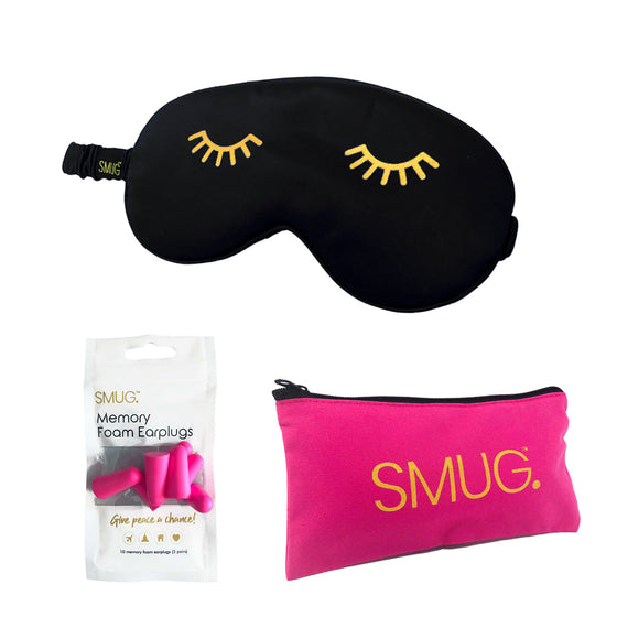 Wink Print Black Satin Sleep Mask