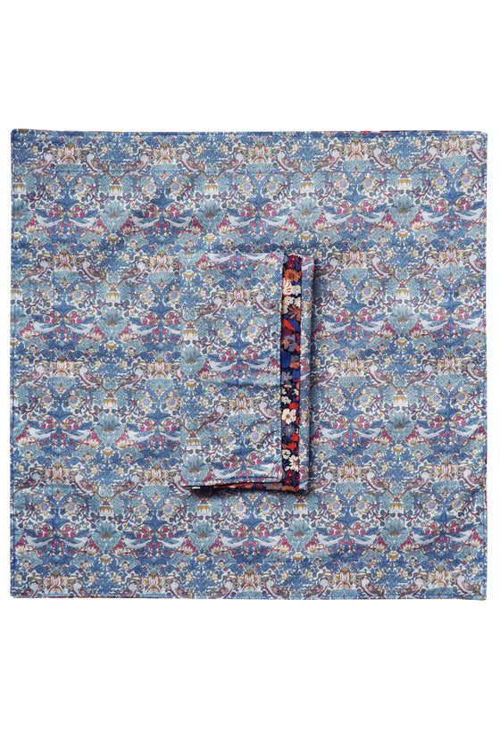 THORPE RUST & STRAWBERRY THIEF SPRING BLUE Liberty Reversible Stitch Napkin Set Coco & Wolf