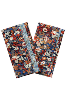  THORPE RUST & STRAWBERRY THIEF SPRING BLUE Liberty Reversible Stitch Napkin Set Coco & Wolf