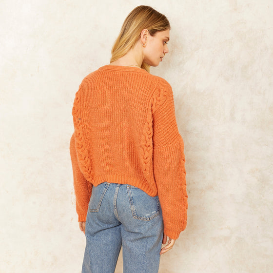 Sienna Cable Co-Ord Cardigan - Apricot