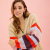 Suzie Stripe Sleeve Midi Knit Cardigan - Biscuit