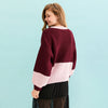 Taz Recycled Cotton Mix Two Tone Jumper - Burgundy