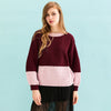 Taz Recycled Cotton Mix Two Tone Jumper - Burgundy