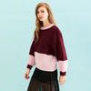 Taz Recycled Cotton Mix Two Tone Jumper - Burgundy