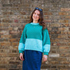 Taz Recycled Cotton Mix Two Tone Jumper - Green