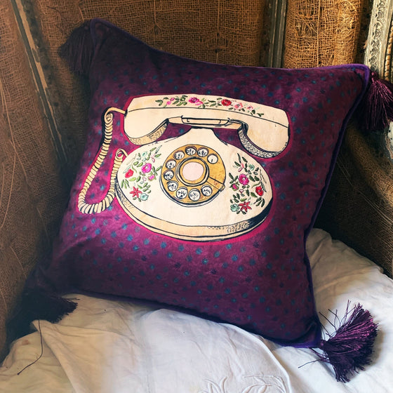 Embroidered Velvet Cushion Cover / "Bouji Boudoir"