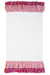 Ruffle Edge Towel Made With Liberty Fabric MITSI VALERIA & CAPEL FUCHSIA PINK