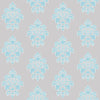 Wallpaper Damask Flower Blue on Grey - £37.50 per Sq Metre Long Studio Design