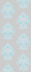 Wallpaper Damask Flower Blue on Grey - £37.50 per Sq Metre Long Studio Design