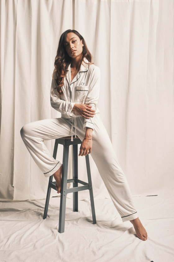 White Isla Bamboo Pyjama Trouser Set