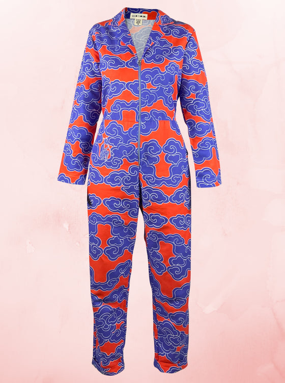 Organic Cotton & Linen Indigo Clouds Jumpsuit Wild Clouds