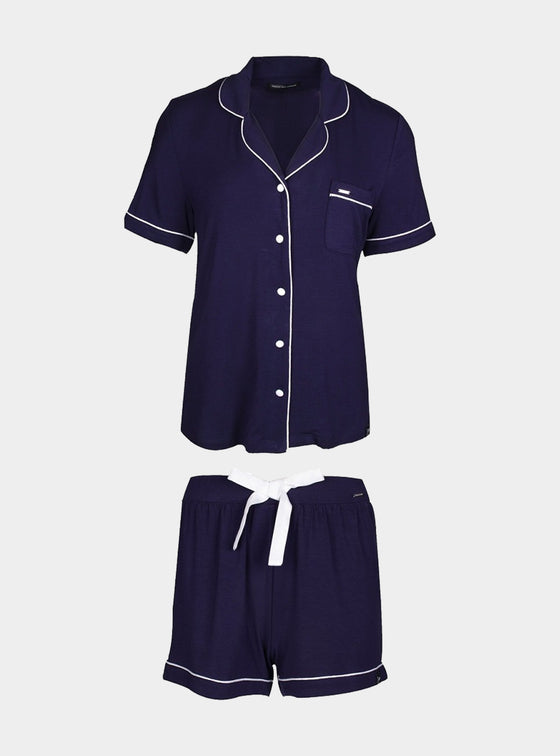 Midnight Bamboo Shirt Short Set