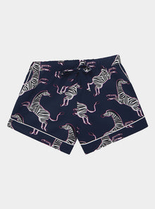  Pink Zebra on Navy Organic Cotton Pyjama Short