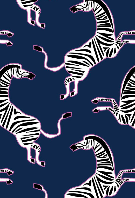 Pink Zebra on Navy Women's Cami Organic Cotton Short Set